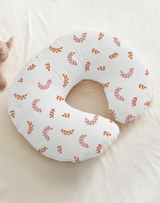 Wimist Nursing Pillow Covers 2 Pack, Muslin Nursing Cover for Breastfeeding Pillows, Comfortable for Baby Girls and Boys (Brick & Leaf)