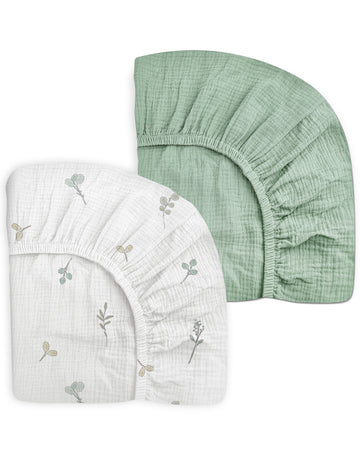 Soft Muslin Cotton Crib Sheets 28"x52" - Breathable - Botanical Serenity