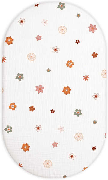 Bassinet Sheet for Baby Boy and Girl, Fitted Sheets for Rectangle, Oval, Hourglass Bassinet Mattress, Muslin Moses Basket Sheets with Neutral Style