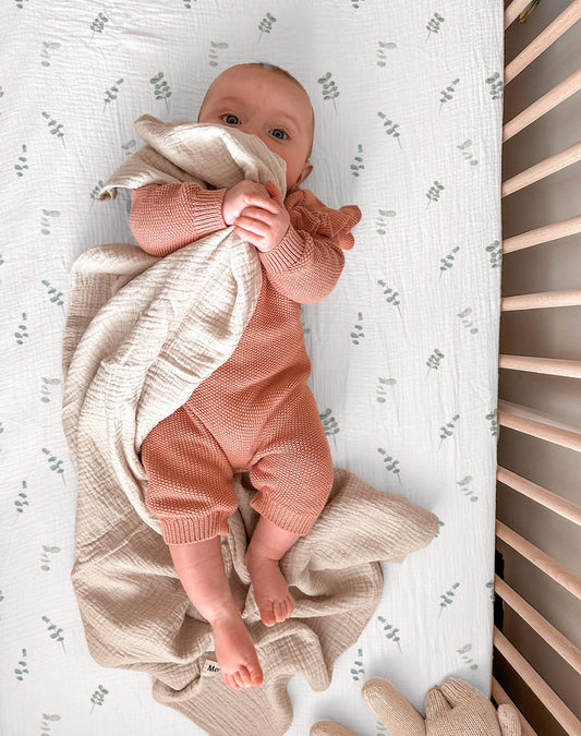 Universal Muslin Bassinet Sheet - Fits Rectangle, Oval & Hourglass Mattresses- Eucalyptus Dream