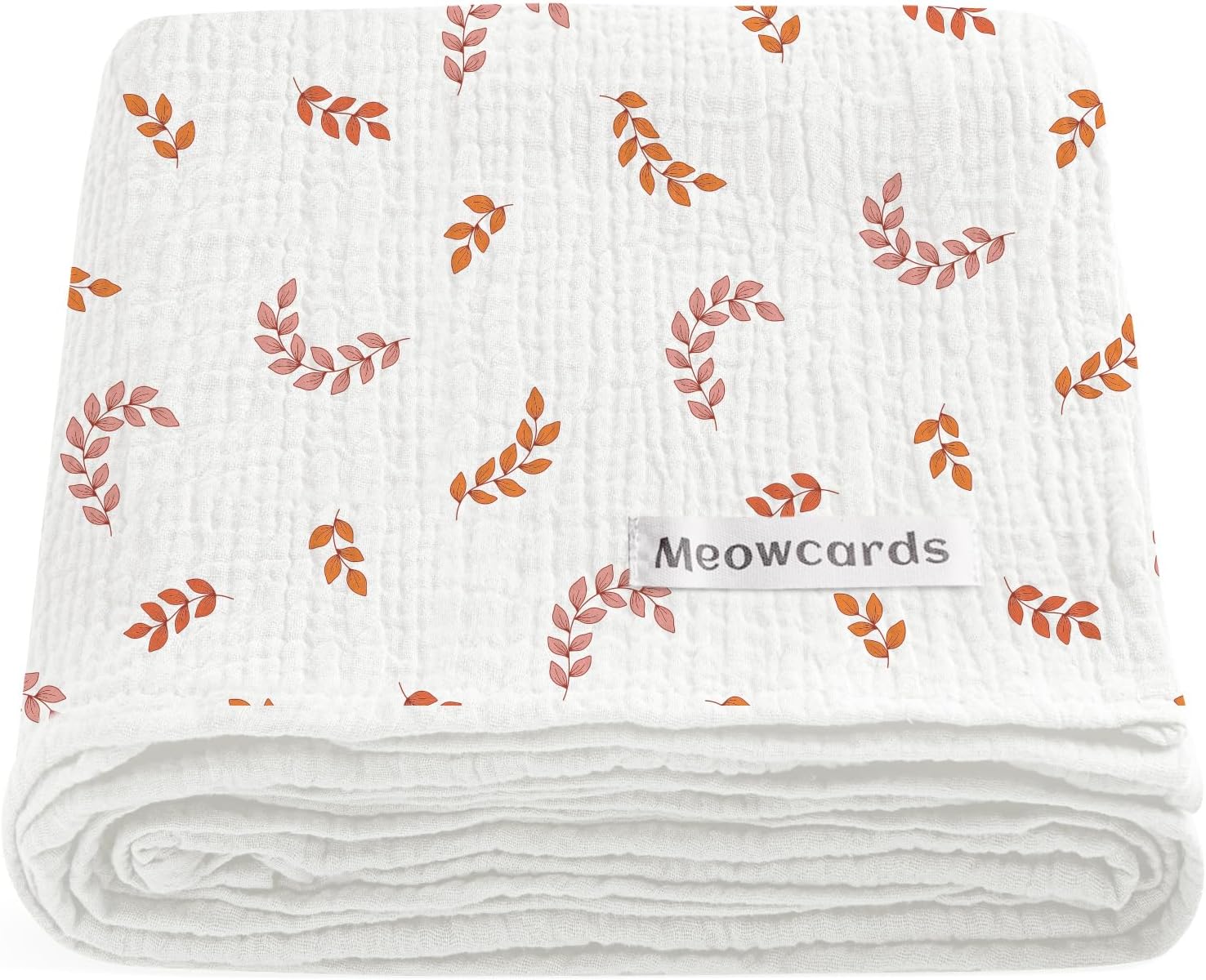 meowcards Muslin Swaddle Blankets for Baby, Unisex Baby Boys Girls Essentials, Large 47 x 47 inches, Boho Receiving Blankets Newborn Registry Must Haves